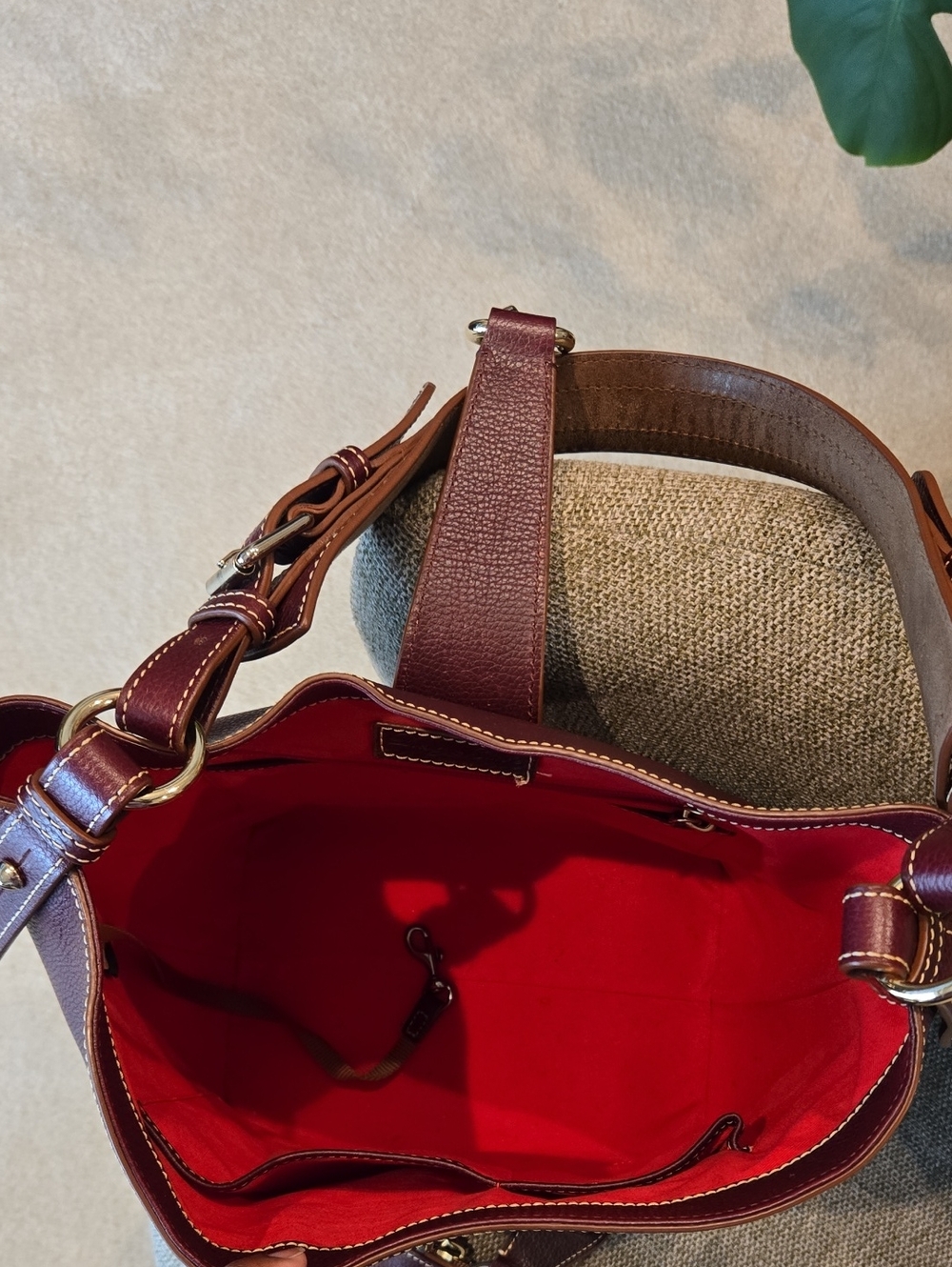 Dooney & Bourke Burgundy Lilly Leather Bucket Bag - Picture 9 of 14